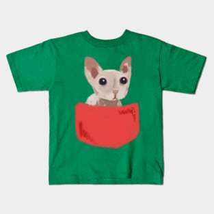 hairless cat in pocket pocket Kids T-Shirt